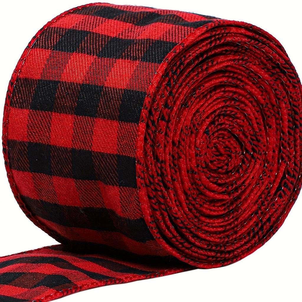 Versatile Christmas Red And Black Check Ribbon 5 Yards For Diy Holiday Decor