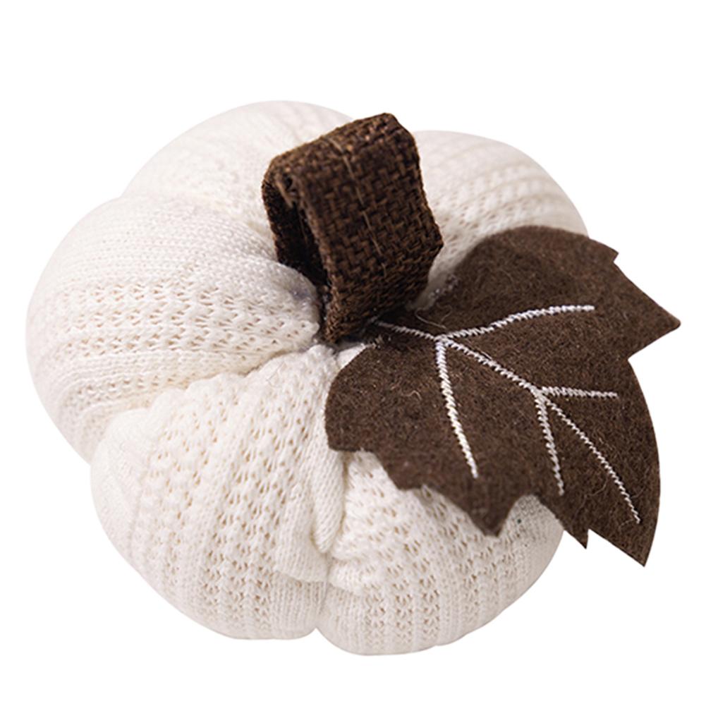 

1pcs Artificial Pumpkin Knitted Soft Wool Pumpkin Ornaments For Home Thanksgiving Halloween Harvest Party Halloween Decorations білий