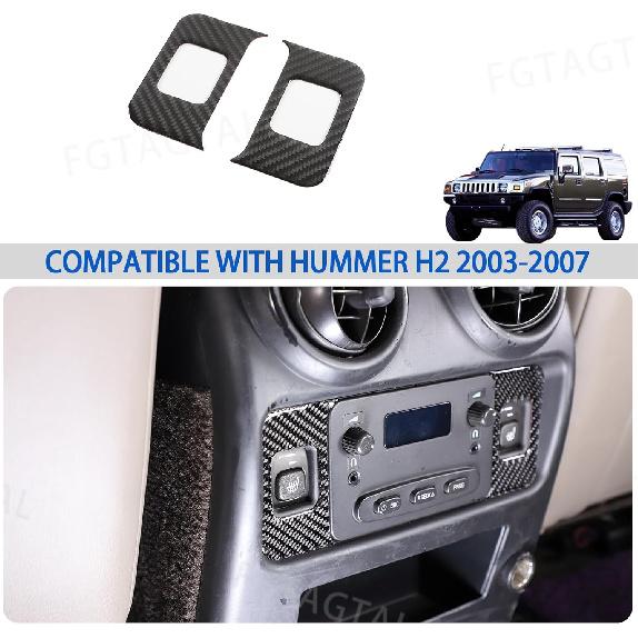 Soft Carbon Fiber Rear Seat Heating Button Switch Trim Sticker Fit for Hummer H2 2003-2007, Car Rear Row Heating Button Panel Trim Cover Accessories,