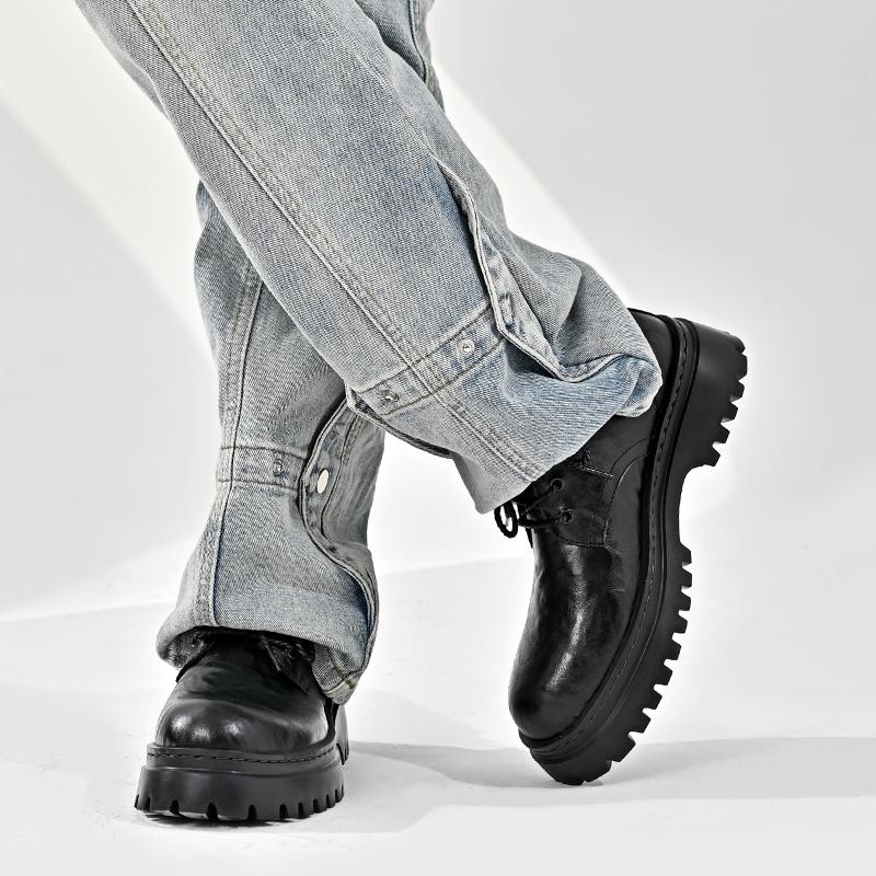 Casual thick soled men's leather shoes Fashionable classic minimalist style Outdoor leisure trend party youth office shoes New