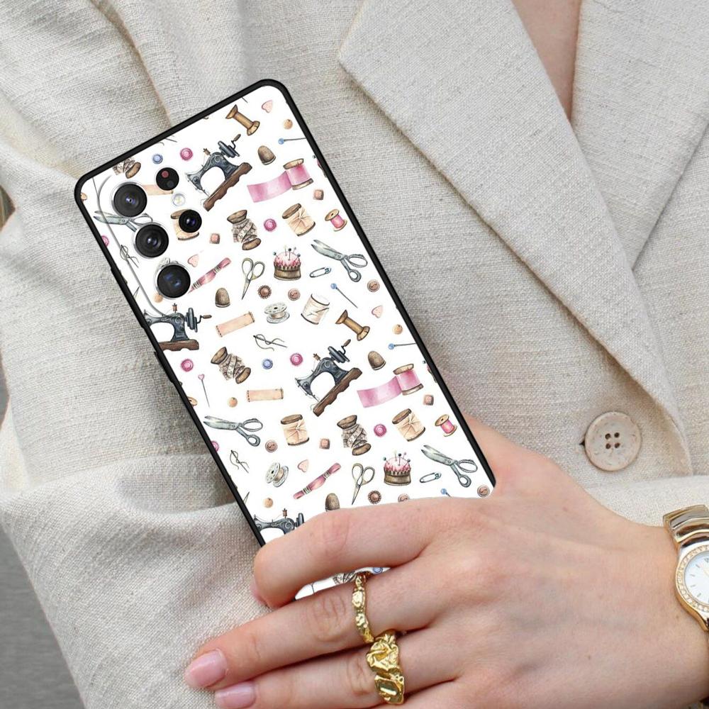 sewing machine tailor pattern Cell Phone Case for Samsung Galaxy S26 Ultra S25 S24 S23 S22 S21 S20 Note10 Cover