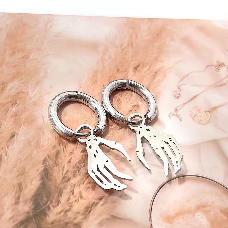 Модные титановые серьги-гвоздики с кошачьими ушками для мужчин и женщин в корейском панк-стиле