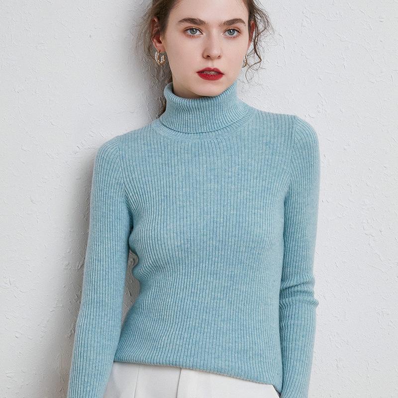 High-Neck Slim-Fit Women's Knit Pullover - Autumn/Winter 2024 Base Layer Sweater