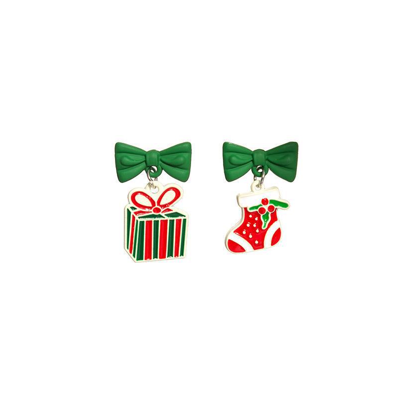 Silver Needle Christmas Stud Earrings: Festive Tree & Snowman Holiday Collection