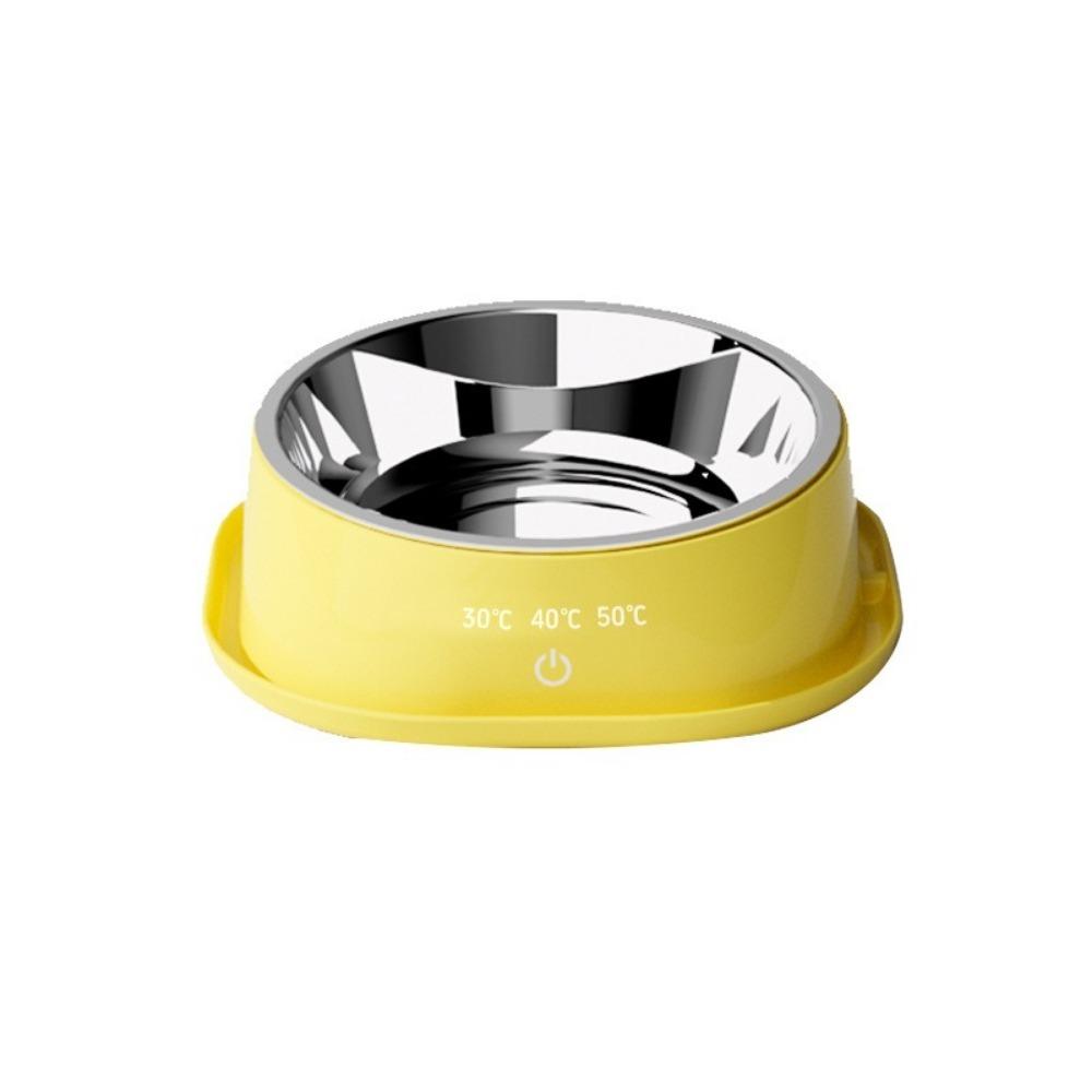 

Constant Temperature Heated Pet Water Bowl Noiseless Stainless Steel Cat Bowl for Kitten/Puppy жёлтый