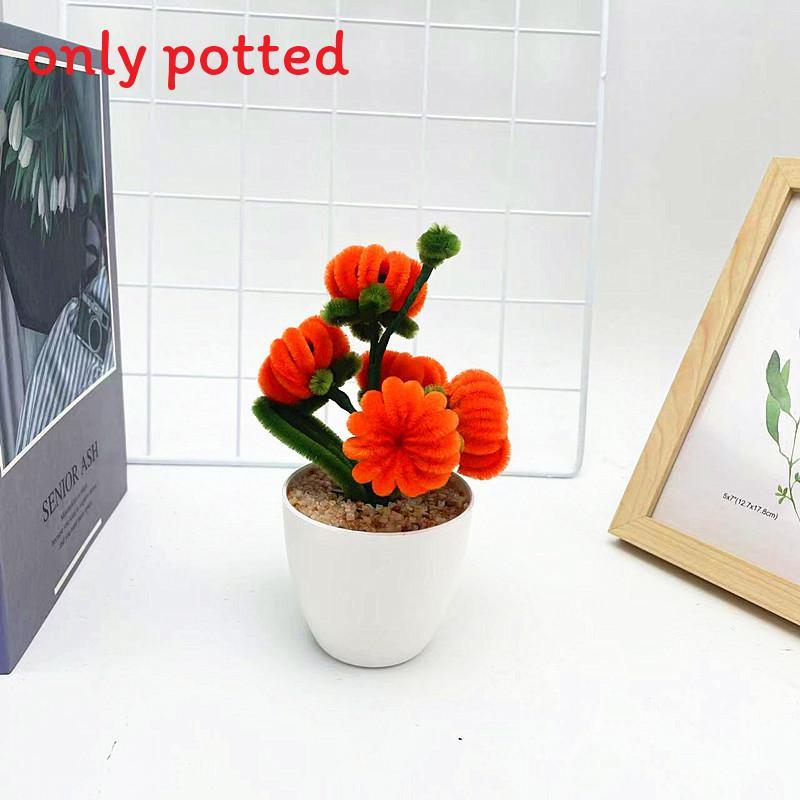 

5 Pcs Pumpkin Plush Twisted Stick Potted For Home And Gift Use Golden A