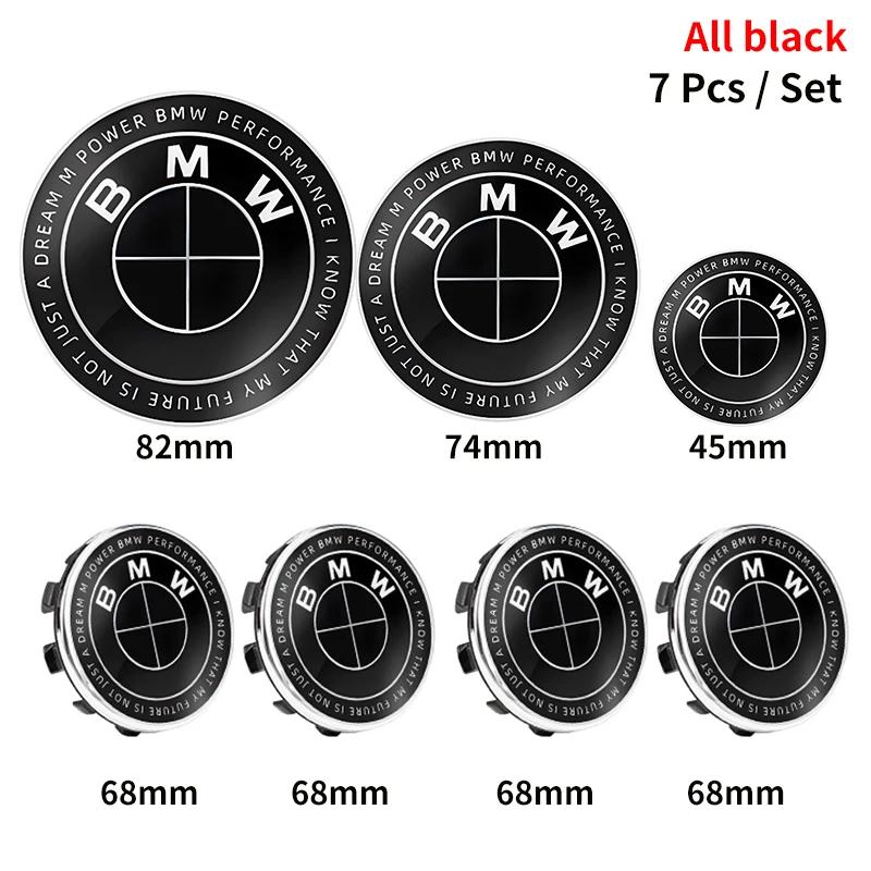 

7pcs 45mm 68mm 74mm 82mm Car Front Hood Emblem rear boot badge Steering wheel Logo for BMW M F30 G01 E36 E39 E87 E46 E90 E92 E53