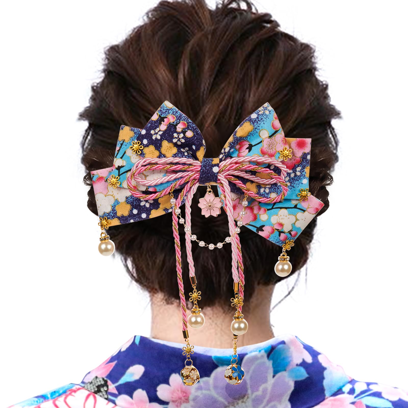 

OTAKUMARKET Hair for Japanese with for Girls and 1 Piece Ornament, Ribbon, Hakama, Graduation, Kimono, Yukata, Furisode, Shichi-Go-San, Coming-of-Age
