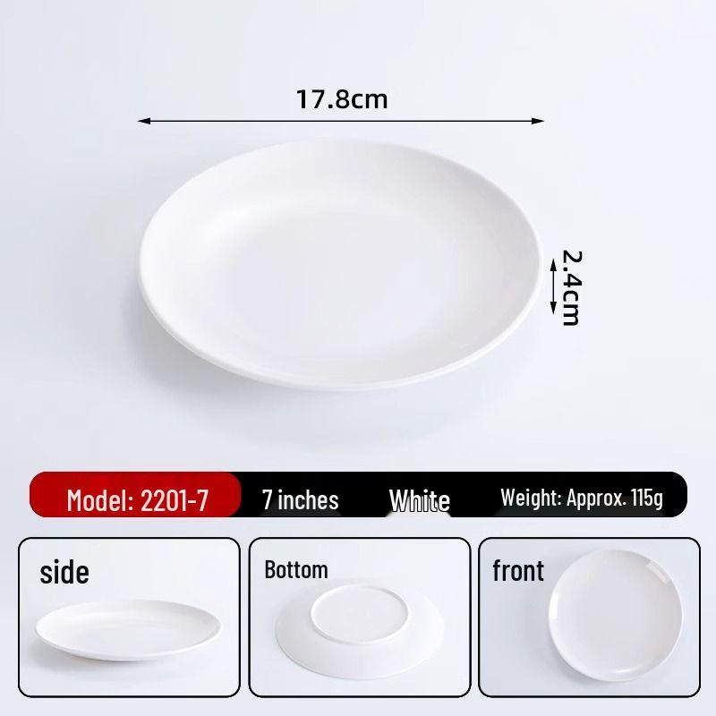 

Thickened Melamine Porcelain-Style Plate for Buffet, Fast Food, and Restaurant Use - Ideal for Noodles, Cold Dishes, and Rice Bowls 7 inches: Diameter 17.8 cm