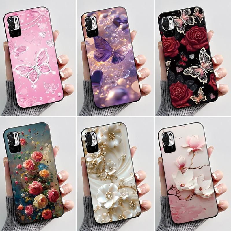 Luxury Fashion Butterfly Flower Case For Redmi Note 10 10T JE Phone Case For Xiaomi Redmi Note10T JE Soft Silicone Cover Casing