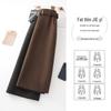 Elegant Woolen Coffee Midi Skirt - Women's Autumn/Winter 2025, Thickened Professional Design, Versatile Style
