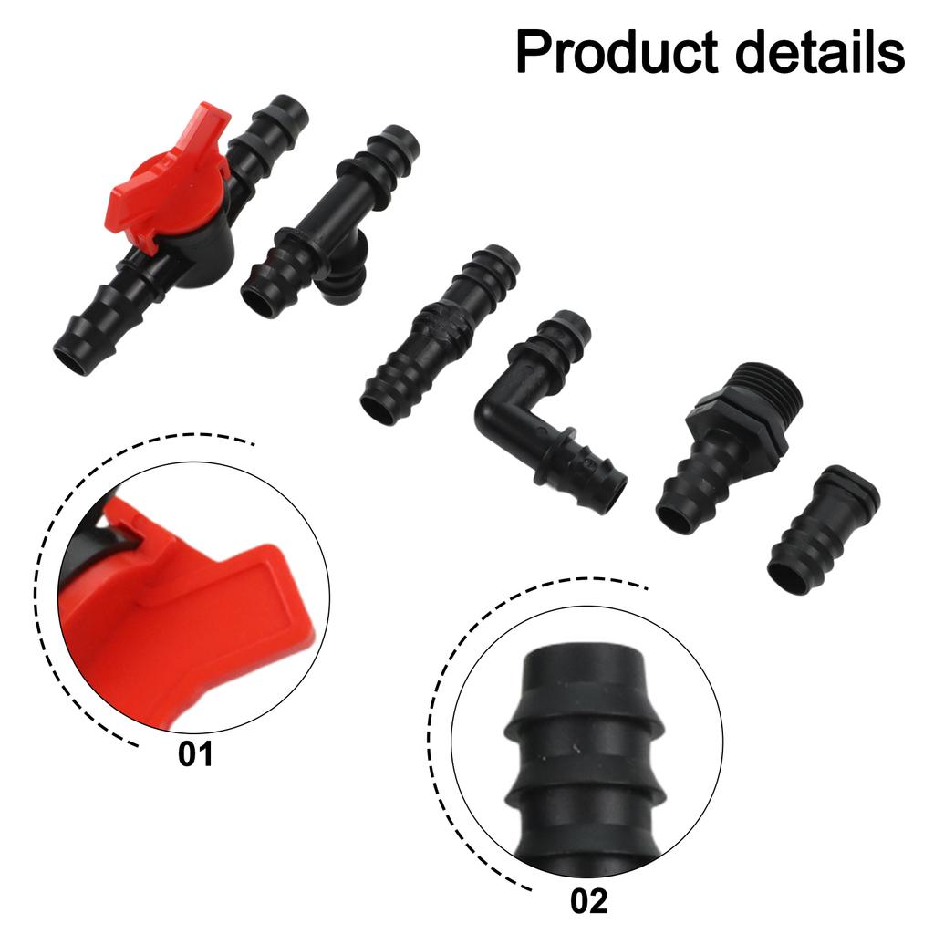 1/2" Drip Irrigation Fittings Kit 1/2In Tubing Fitting Set Straight Tee Elbow-Plug Coupling Garden Watering Hose Connectors