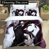 Set Biancheria da Letto in Poliestere con Stampa Digitale Anime di Moda Giapponese per Ragazzi e Ragazze, Set Biancheria da Letto per Giovani, Regalo per Coppie