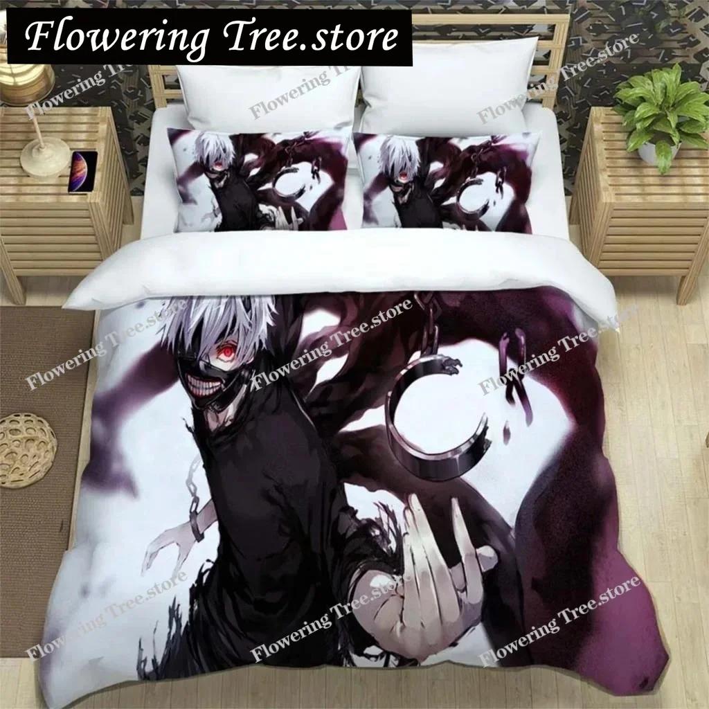 Set Biancheria da Letto in Poliestere con Stampa Digitale Anime di Moda Giapponese per Ragazzi e Ragazze, Set Biancheria da Letto per Giovani, Regalo per Coppie