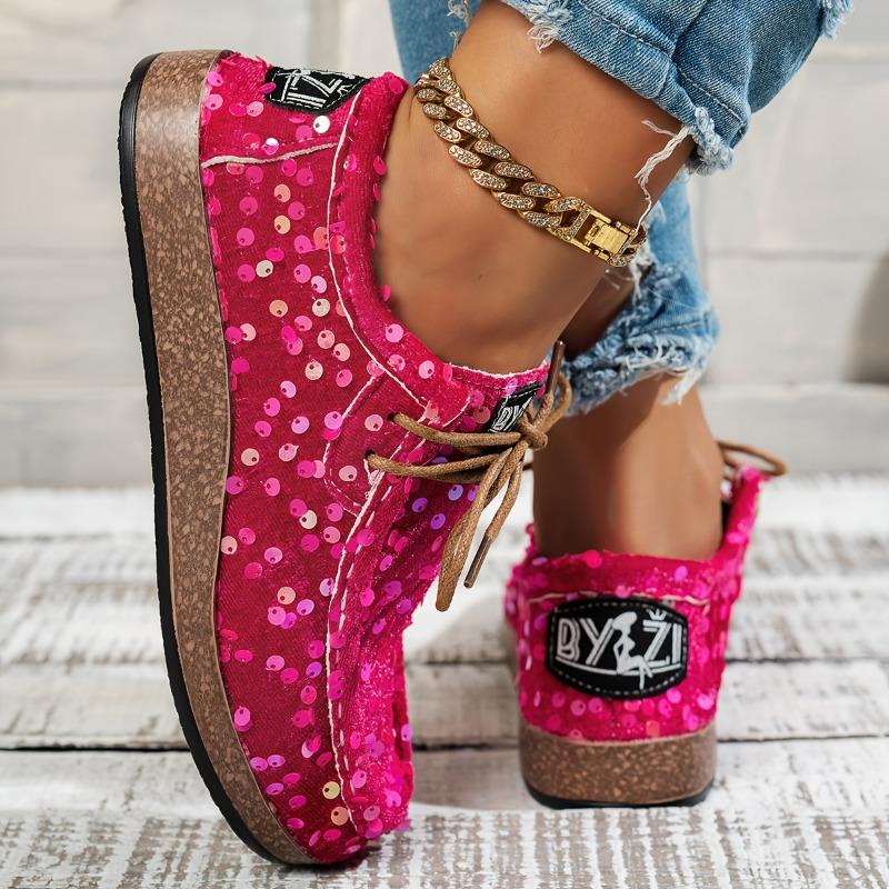 Casual Sneakers - Lightweight, Breathable Fabric Upper with Synthetic Faux Leather Sole, Stability Support, All-Season Comfort, Vibrant Pink