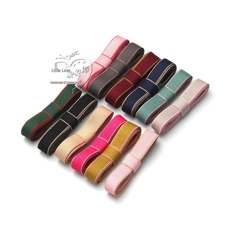 10 Yards 1cm Korean Colored Edge Cotton Webbing for Hair Clip Bows and Ribbon Accessories