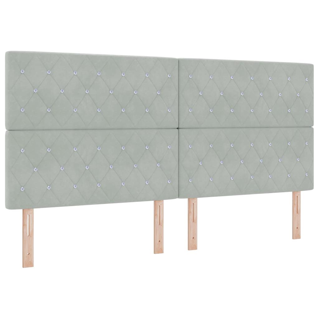 Box Spring Bed with Mattress Light Grey 200 X 200 Cm Velvet