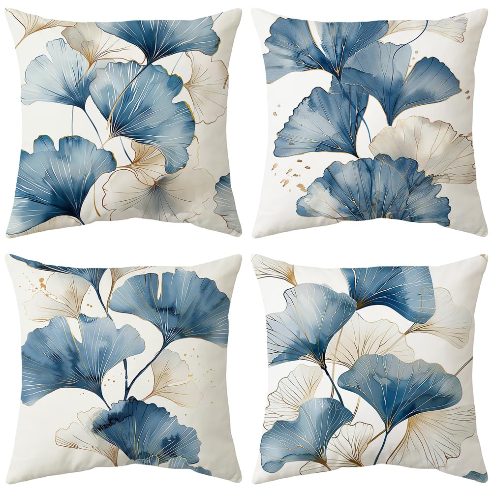 4Pcs Watercolor Floral Wildflower Ink Wash Printed Pillow Cover Polyester Cushion Case 2D Flat Printing Pillowcase Zen Vibe