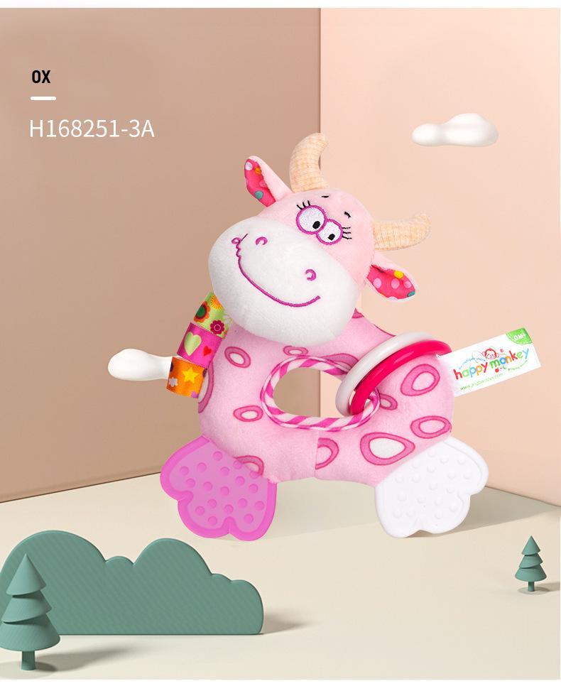 Happy Monkey Newborn Plush Teether & Hand Rattle Toy
