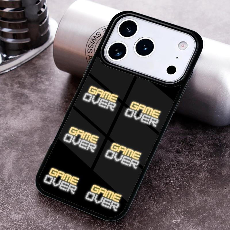 Neon Game Over Pixel Phone Case for iPhone 17 16 15 Pro Max Air 14 13 12 11 Plus Shockproof Capa Cover