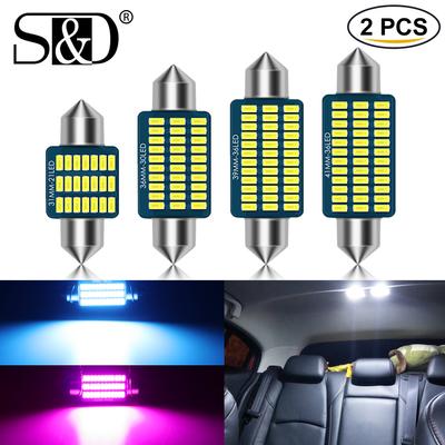 2pcs C5W LED C10W Canbus Festoon 31mm 36mm 39mm 41mm  Error Free Car Interior Reading Light 24SMD 3014 Chips License Plate Bulbs Auto Lamp DC 12V