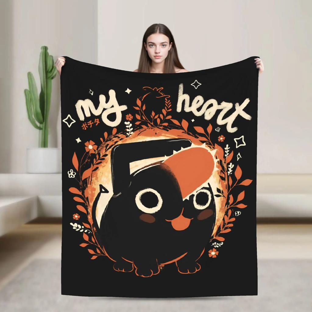 Chainsaw Man Anime Reze Plush Flannel Throw Blanket Soft Warm Bedspread for Living Room Students