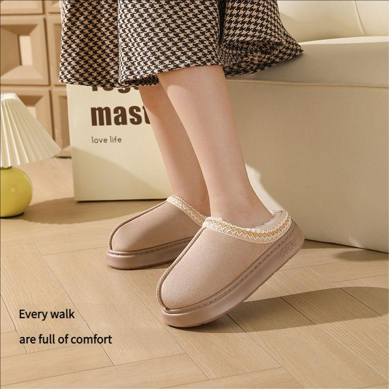 New Fall and Winter Lace Fashion Cotton Slippers Men and Women Couple Models Indoor and Outdoor Warm Cotton Slippers