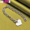925 Sterling Silver Heart Love Pendant Bracelet Chain  Jewelry