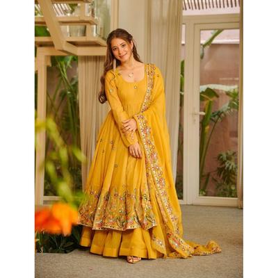 Indisk Bollywood Anarkali Palazzo-dräkt Pakistansk Bröllopsklädsel Salwar Kameez