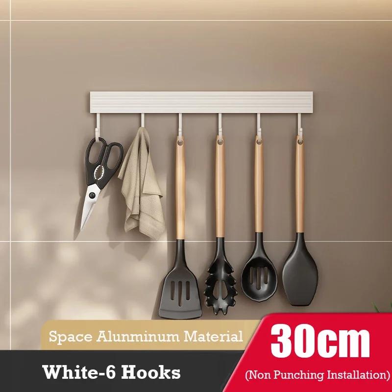 20/30/40/50CM Kitchen Hook Rack Punch-free Wall Mounted Storage Racks For Cup Kitchenware Home Bathroom Kitchen Accessories