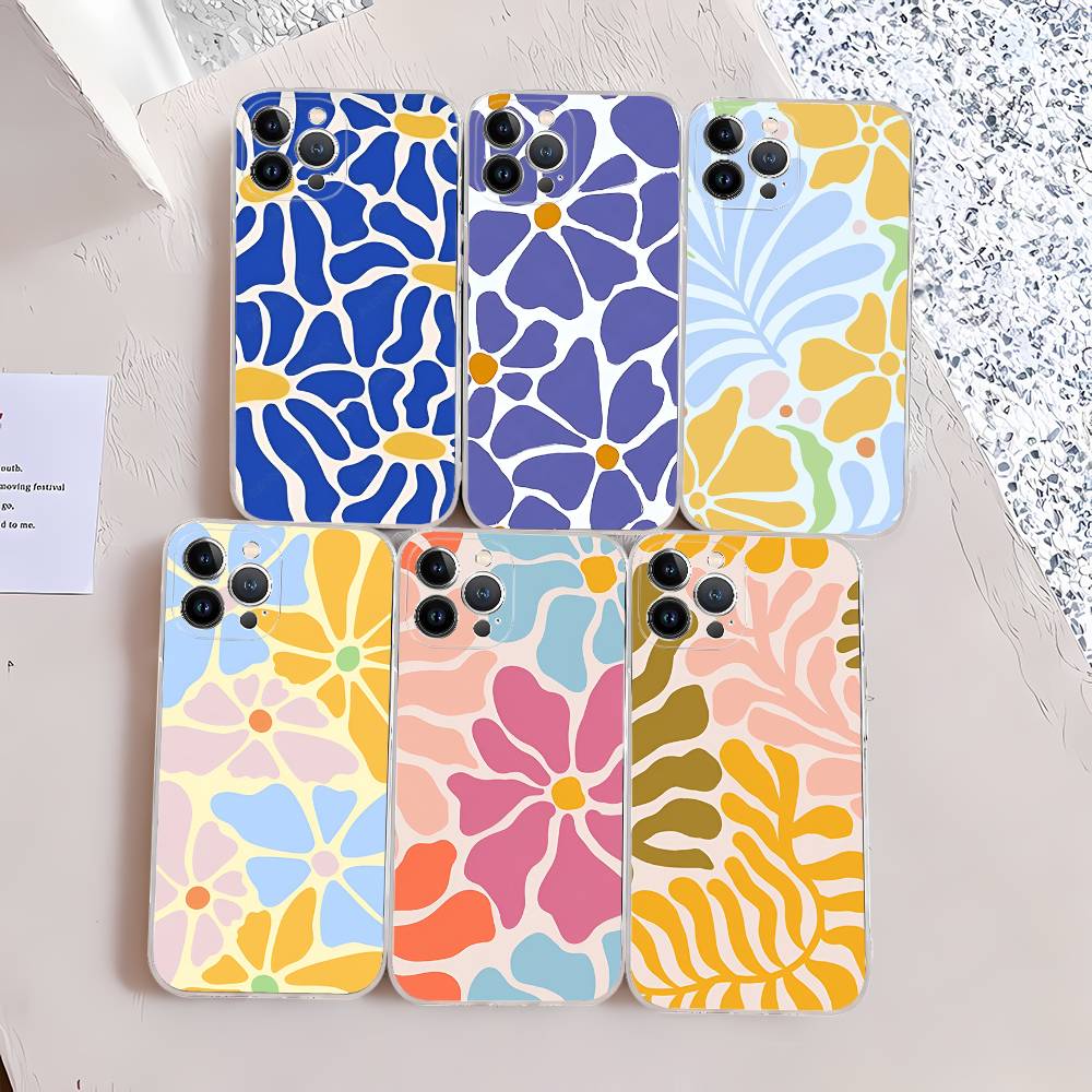 Abstract Flower Market Phone Case For IPhone 11 13 16 12 17 14 15 Pro Max Plus Soft Clear Back Cover Coque