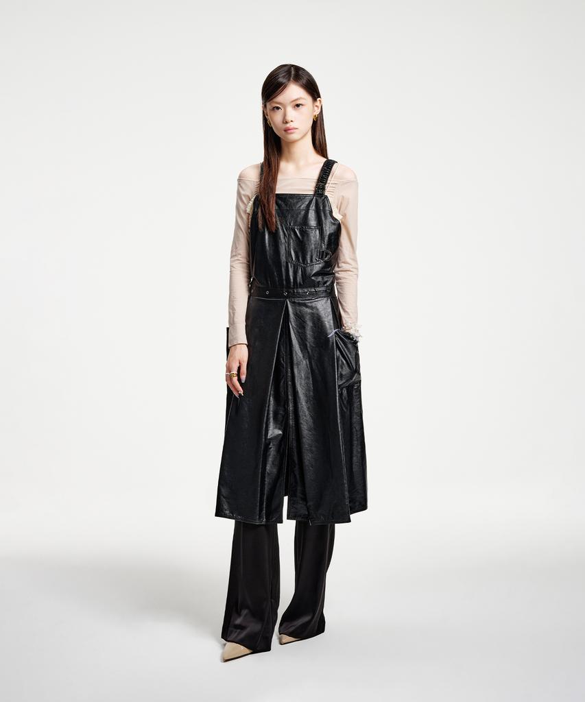 Eipeuleonwei Leather Hidden Hip Apron Dress 2 Sizes