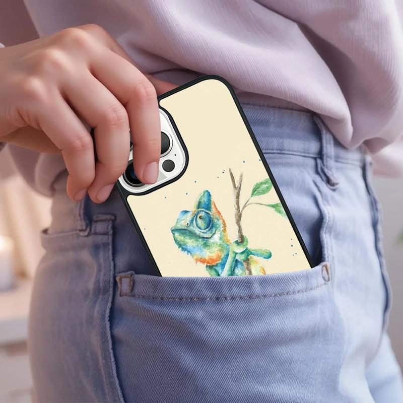 animal Chameleon Phone Case For iPhone 17 Air 15 16e 14 13 Pro Max Coque 12 11 Pro Max PLUS cover