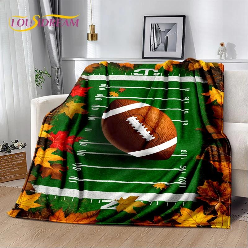 3D Rugby Field Rugby American Football Cartoon 2026 Soft Blanket,Soft Throw Blanket for Home Bedroom Bed Sofa Travel Cover Child