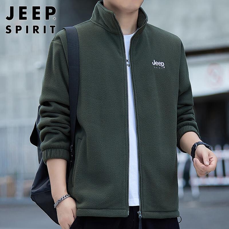 JEEP SPIRIT Men's Casual Fleece Cardigan Jacket
