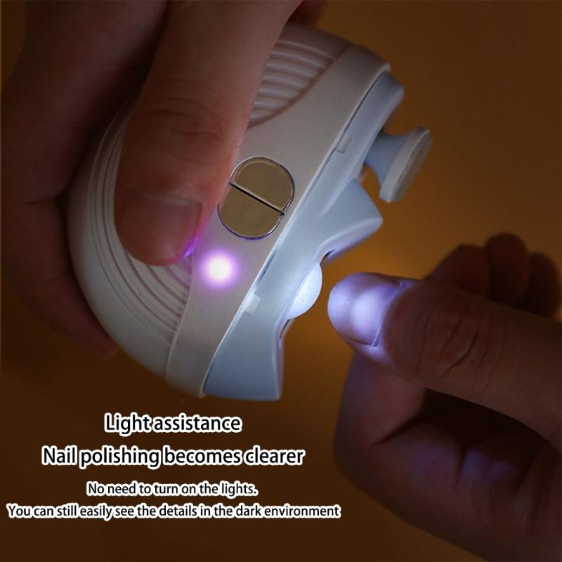 Rechargeable Nail Clippers Grinder With 360Degree Rotating Head 3Speed Mode LED Light For Professional Home Manicures