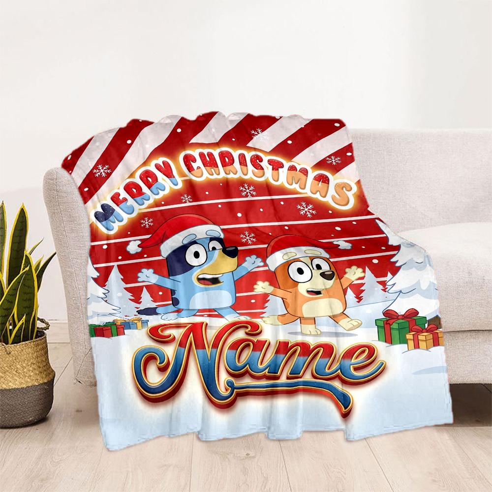 Merry Christmas Celebration Personalized Name Blanket Cozy Personalized Blanket Soft Warm Cozy Perfect for Livingroom Living Room Office Chair Chair