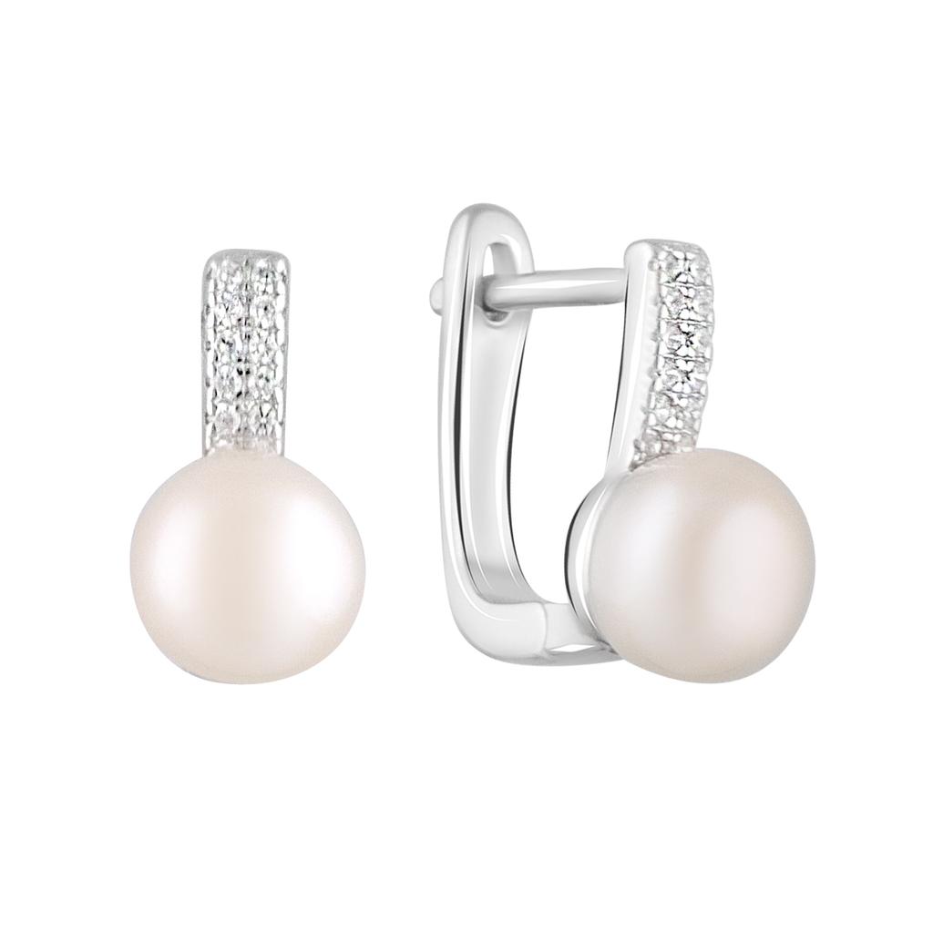 Silver Earrings with Natural Pearls (2110552)