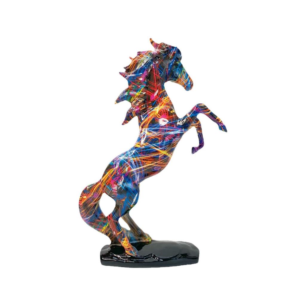 European-style Colorful Graffiti Water Transfer Horse Success Resin Crafts Ornaments Living Room Top Entrance Wine Cabinet Decoration Supplies Home
