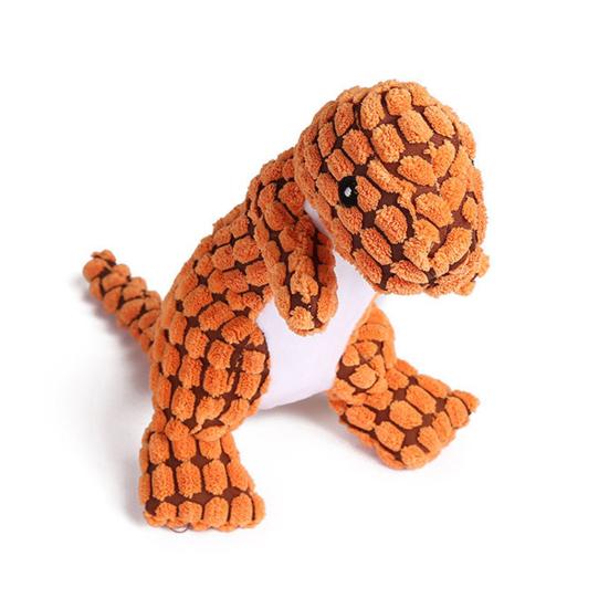 Plush Dinosaur Dog Chew Toy Squeaky Stuffed Tyrannosaurus Rex Boredom Reduction Dog Teething Interactive Dino Plushie Toy Pet Supplies