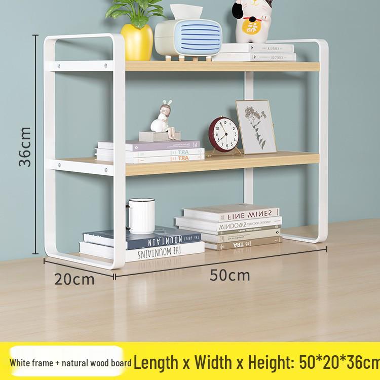 Dual-Layer Desktop Storage Rack & Office Organizer Bookshelf
