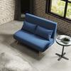 2-Seater Sofa Bed Linen-Type Upholstered with Backrest Adjustable In 5 Positions and 2 Pillows 120x75x85 Cm Dark Blue
