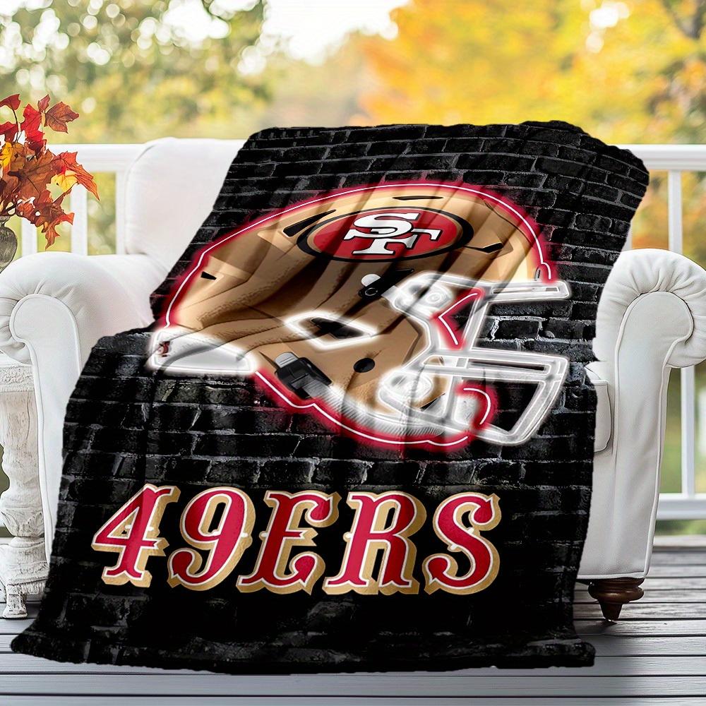 1pc San Francisco 49ers Helmet Theme Design Flannel Blanket - 3D Printed Soft Warm, All-Season Lightweight Throw for Camping Travel Bed-080709