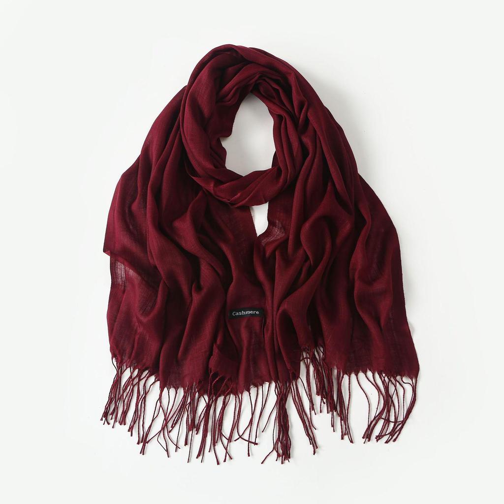 Trendy Niche Silk Scarf: Bamboo Yarn Tassel Shawl for Women