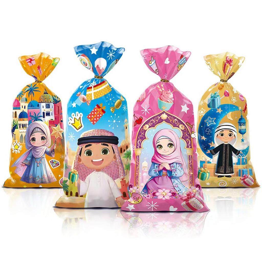 Set of 50 Arabic Snack Bags Colorful Arabic Bags Treat Candy Bag Arabic Bag PVC Texture for Middle Eastern Festivals