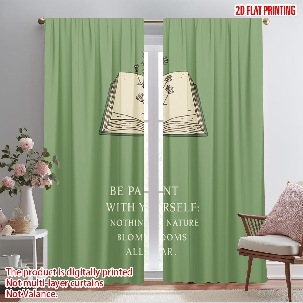

2pcs 2D flat printing Window Curtains Nature Bloom Patience Book Polyester Without Electricity Seasonal Party & Holiday Decor 52.50×116.00 CM 2pcs