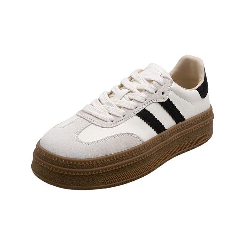 

Новые кожаные туфли на платформе в стиле кэжуал, спортивные маленькие белые туфли, женские универсальные туфли с комбинированным верхом 40