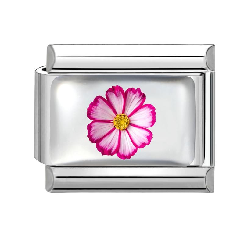 Sweet Pink Flowers Girls' Eye Cherry Star Bow Love Charm Link Fit 9mm Stainless Steel Bracelet Women Men Making DIY Jewelry Gift