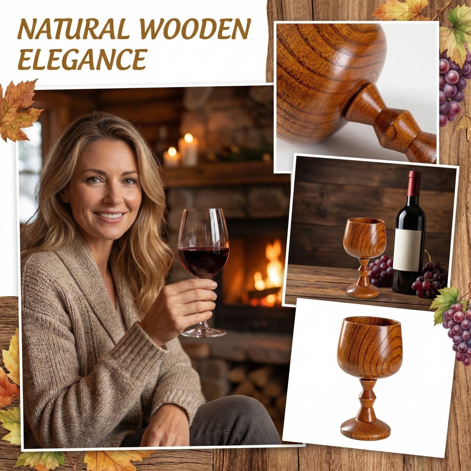 Wooden Stemmed Wine Glass, Decorative Stemmed Glass, Suitable For Parties And Festivals, Stylish Wine And Cocktail Drinking Glass. One Size