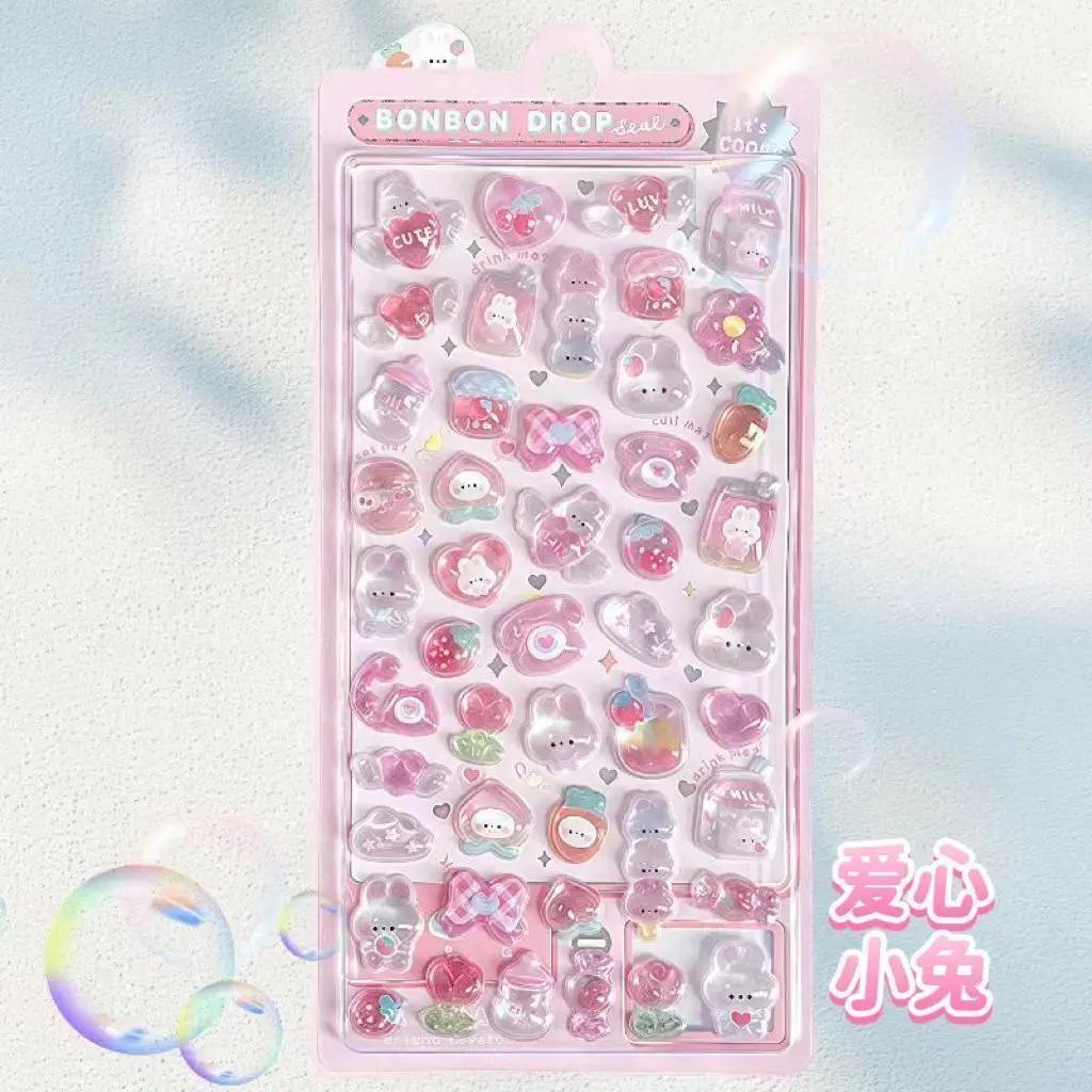 3D Embossed Diamond Stickers 6 Sheets Cartoon Theme, PVC Craft Stickers for Scrapbooking and Stationery Decoration - Perfect DIY